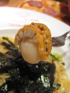 Fresh juicy scallop from my pasta
